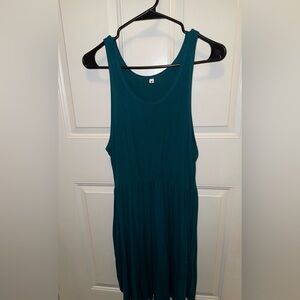 Chic Teal Sleeveless Midi Dress
